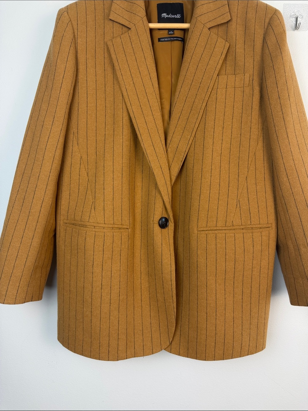 Madewell Bella Pinstripe Blazer Oversized Fit Size 4 Italian Wool Blend Office - Picture 5 of 16